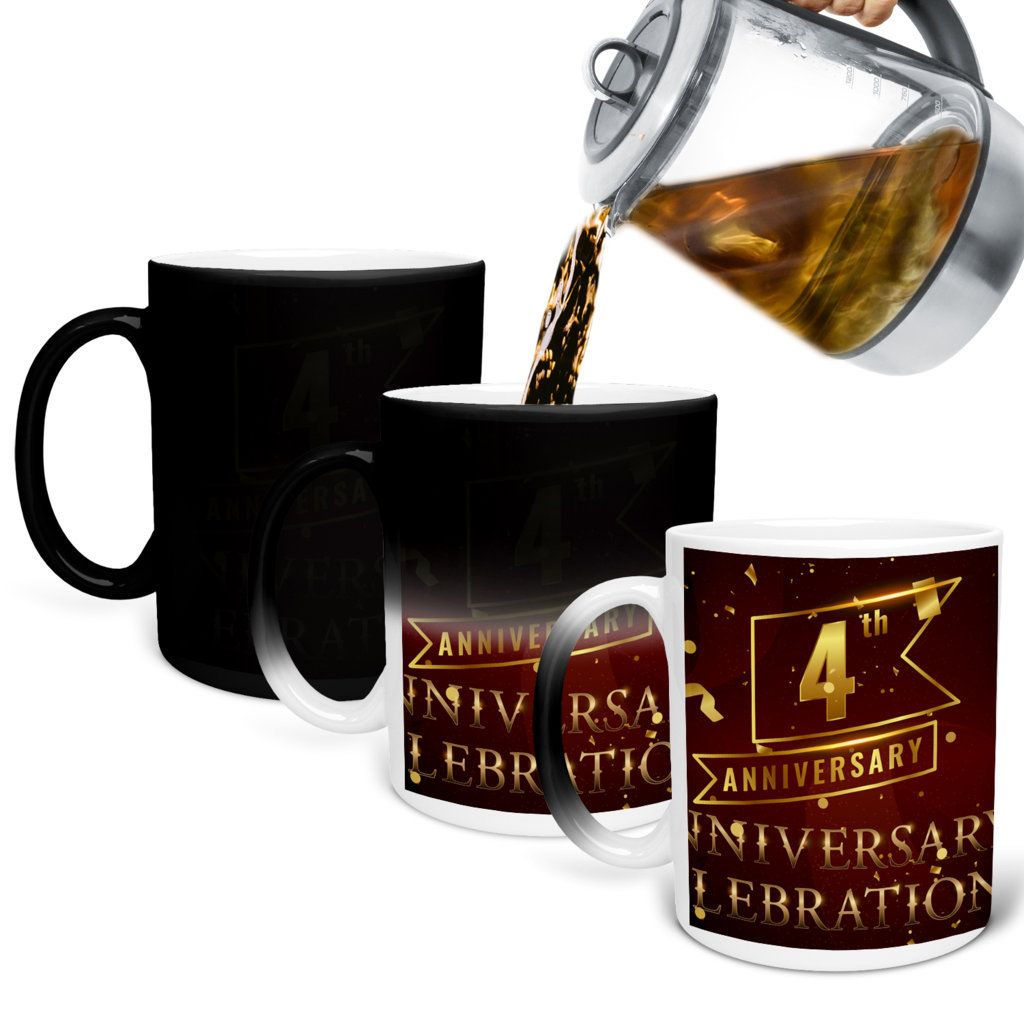 Printed Ceramic Coffee Mug | 4th  Anniversary  | Anniversary  l |  325 Ml 